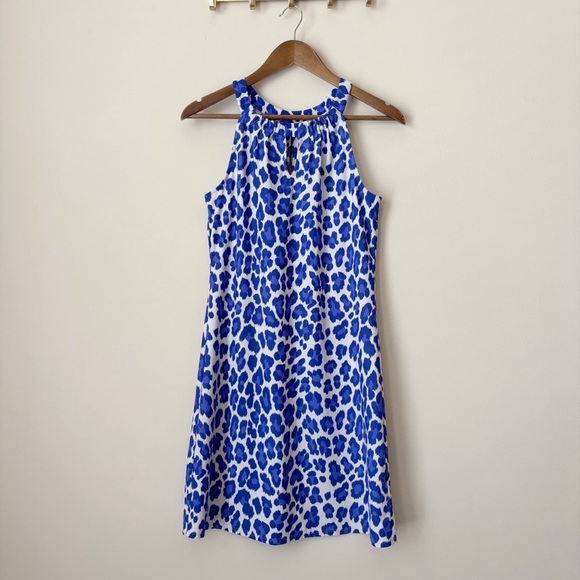 Jude Connally Lisa Leopard Print Dress XS Cobalt Blue - Picture 9 of 9